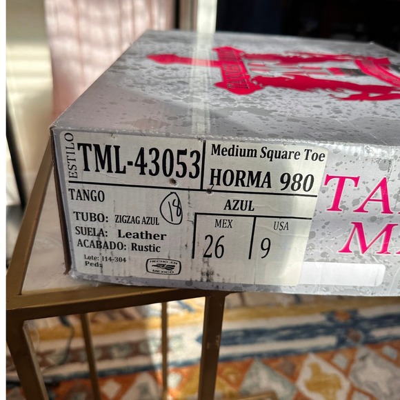 Tanner Mark NWB Womens SZ 9 Turquoise Zigzag Western Cowboy Boots Square Toe - Picture 7 of 12